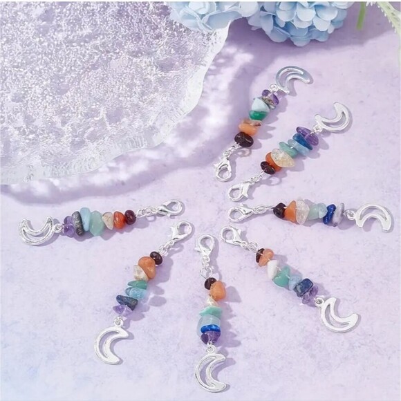 Chakra crystal moon zipper pull diy accessory lobster clasp charm - Picture 2 of 6